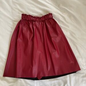 Red faux leather skirt